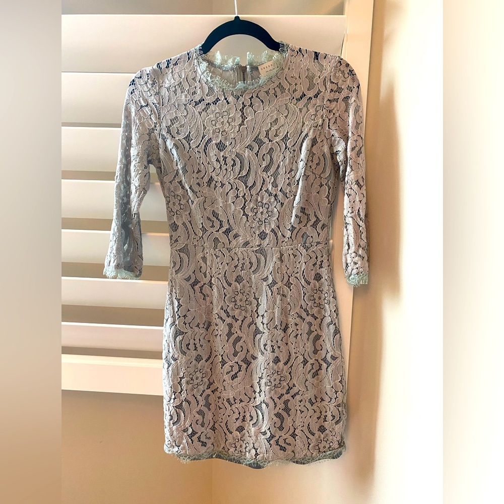 Gray Lace Overlay Boutique Dress Small